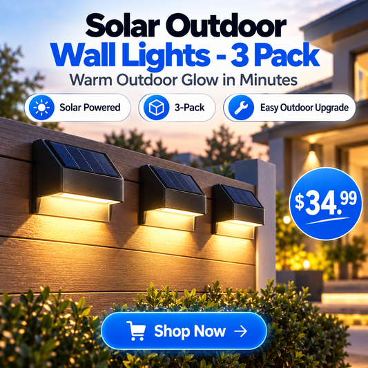 Solar Outdoor Wall Lights - 3 Pack